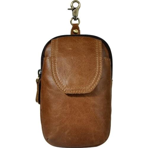 Design Fashion Real Leather Small Summer Pouch Hook Waist Pack Bag Cigarette Case Phone Pouch Waist Belt Bag 013l