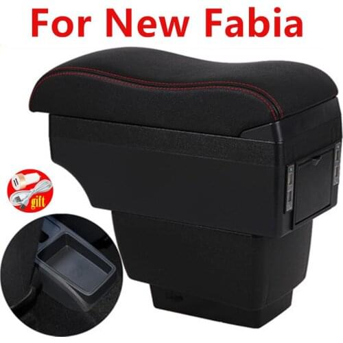 For New Fabia armrest box central Store content Storage For Fabia 3 mk3 armrest box with cup holder USB