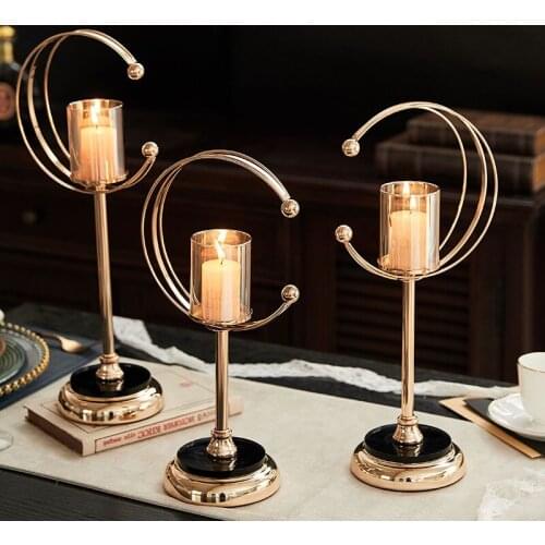 Home Decor Romantic Table Candlelight Dinner Props Candlestick Candles Vintage Decoration Candle Tealight Glass Candle Holder