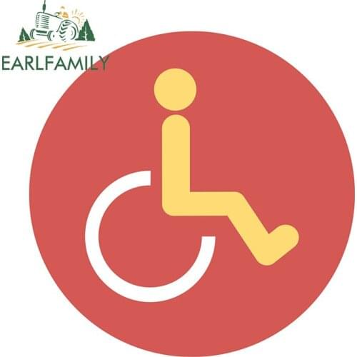 EARLFAMILY 13cm x 13cm for Disabled Sign Red Vinyl Car Stickers Personality Motorcycle Surfboard Decal Scratch-Proof Decoration