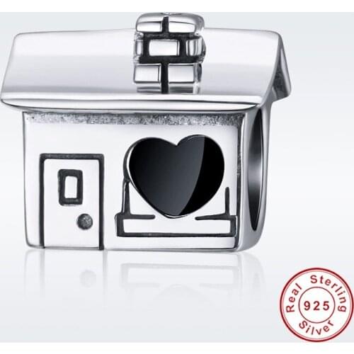 Fit Europe Bracelet Original 925 Sterling Silver Romantic Home Heart Beads Cute Love House-shaped Pendant Necklace Beads Gift