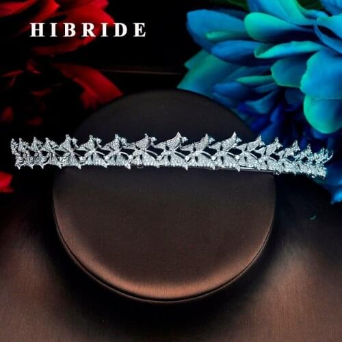 HIBRIDE Sparkilng Full Cubic Zircon Bridal Tiara And Crown Butterfly Shape Coroa Noiva Women Crown Bijoux Hair Accessories C-75