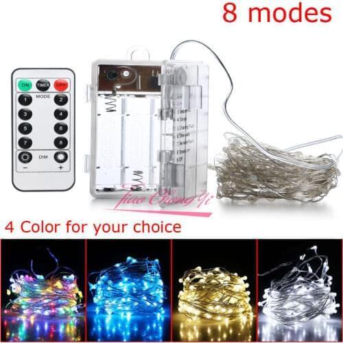 Hot 50 100LED white wram white RGB 5 10M String Copper Wire Fairy Lights Battery Powered Waterproof+Remot