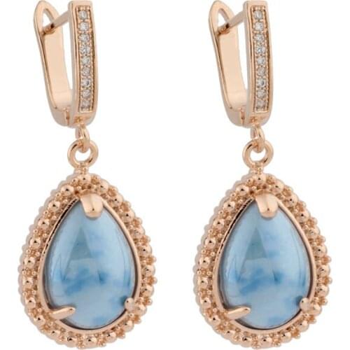 Fashion earrings 2020 Hollow 585 Rose Gold Color Dangle Earrings With Stones Zirconia Korean style Earrings Womens earrings