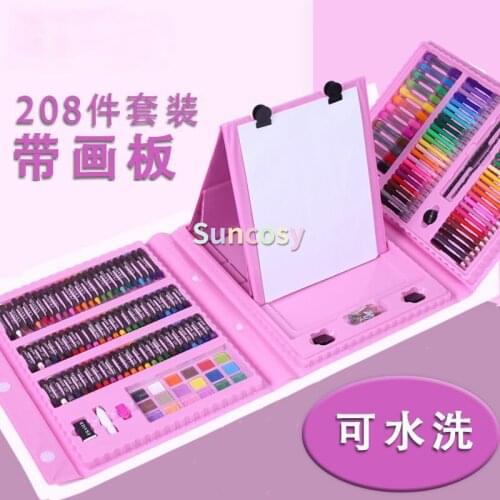 208 Pcs Art Set for Kids,Drawing Art Kits with Pastels,Crayons,Colored Pencils,Watercolor Cakes,Portable Coloring Art Supplies