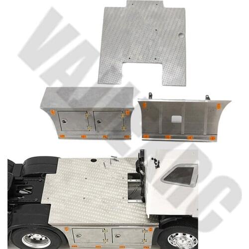 Metal Plate Side Skirt Toolbox Set with Lighting for Tamiya 1/14 SCALE TAMIYA Remote Control Volvo FH16 Globetrotter 750 56360