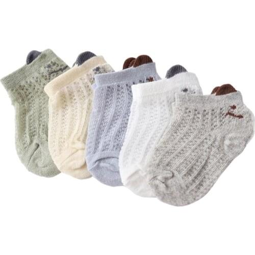 New 5 Pairs Baby Socks Summer Mesh Thin Breathable Children Short Socks Cartoon Infant Boy Girl Socks