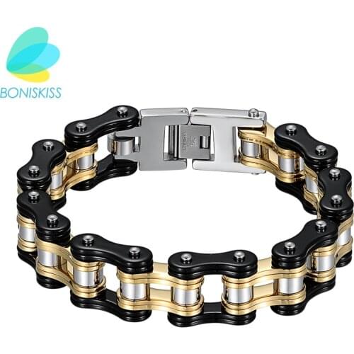 Boniskiss New Biker Motorcycle Link 316L Stainless Steel Bracelet Wholesale Boys Mens Chain Sport Luxury Bracelet Jewelry