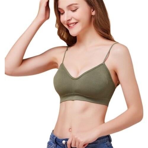 Solid Color Sexy Top Female Fashion Thread Tops Cozy Sports Bralette Streetwear Sleeveless Tube Top Beautiful Back Top Bra