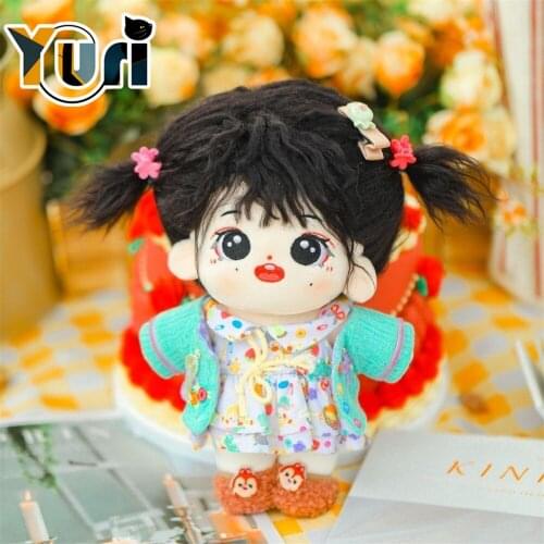 Original Anime Zhang Zhehan Idol Star 20cm Curly Wig Plush Doll Body Figure Toy Cosplay Cute Birthday Gift C MO