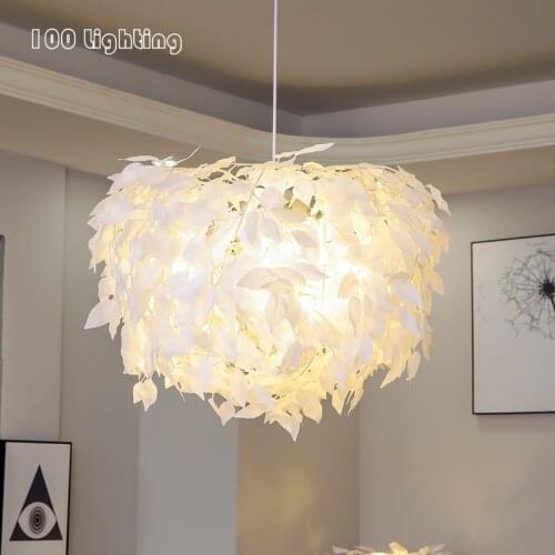 Plastic Leaf Chandeliers E27 Bulb Living Room Bedroom Hanging Light Fixtures Romantic Decoration Atmosphere Lamp Cord Adjustable