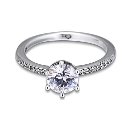 Clear Sparkling Crown Ring Authentic 925 Sterling silver Jewelry Ring For Woman European Style Silver Rings For Jewelry Making