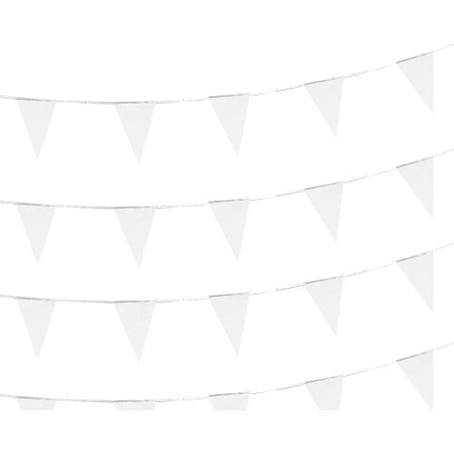 Drop Shipping 2 Pack/Set 8M High Quality Pennant Flags Bunting Fabric Flags White Decorations Wedding Grand Opening Banner Rope