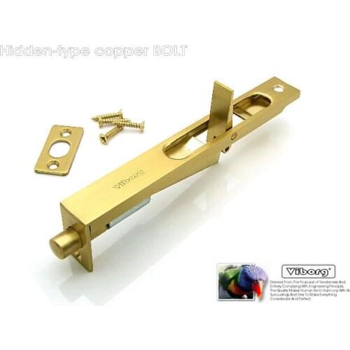 VIBORG 15CM (6") Luxury Brass Door Bolt Security Door Guard Lever Action Flush Latch Slide Bolt Lock
