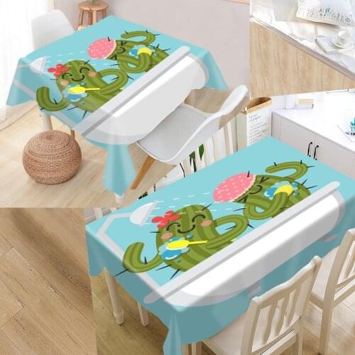 Cactus Plants Custom Table Cloth Oxford Print Rectangular Waterproof Oilproof Table Cover Square Wedding Tablecloth
