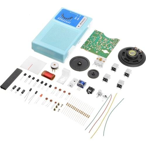 Superheterodyne Radio Receiver Board 535-1605KHz Frequency Transistor SCH Bule Case With Speaker DIY Electronic Assemble Set Kit