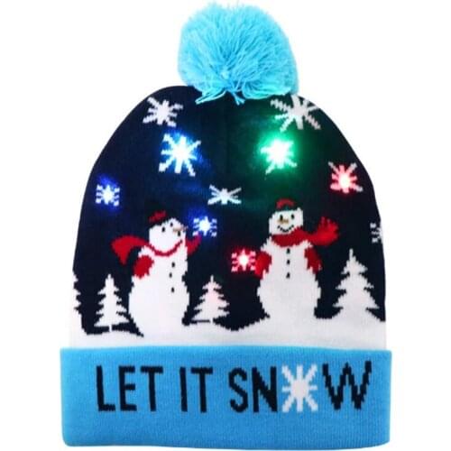 LED Knitted Christmas Hat High-Quality Santa Claus Cap Christmas Decoration For Home Xmas Festival Party New Year Decor LED Hats