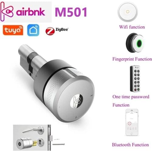 Zigbee Tuya Smart Lock Cylinder Airbnk M500 fingerprint/Wifi/Bluetooth/key pad/biometric Phone Control Smart Lock