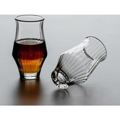 Japanese Glass Stripe Cup Clear Heat-Resistant Hammered Crystal Kungfu Tea Cup Home Puer Tea Bowl Drinking Teaware Glasses