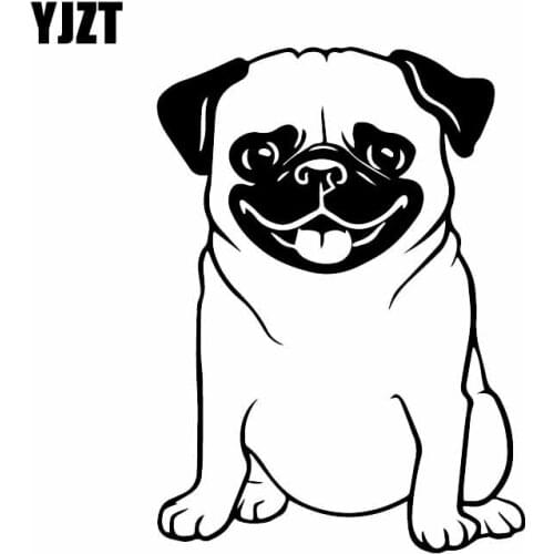 YJZT 11.5X15.8CM Intereting Animal Pet Pug Puppy Dog Car Stickers Vinyl Decal Decor Black/Silver C24-1252