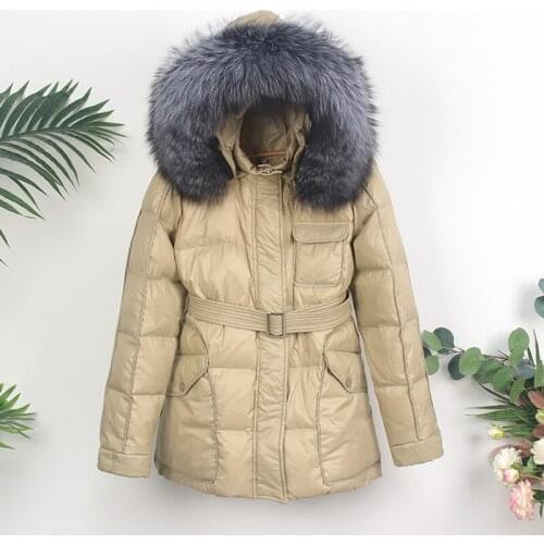 MENINA BONITA 2021 Fashion Winter Jacket Women Real Natural Silver Fox Fur Collar Hooded White Duck Down Coat Warm Outerwear