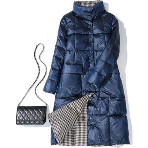 2020 Autumn Winter Sleeve Stand Collar Two Way Wear Women Warm Long Coat Casaco Feminino Oversized Parkas