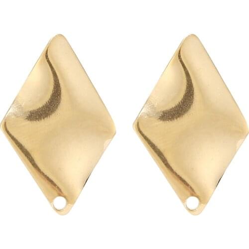 10pcs Gold Geometric Earring Findings Stainless Steel Rhombus Oval Stud Earrings Posts with Loop for DIY Jewelry Making