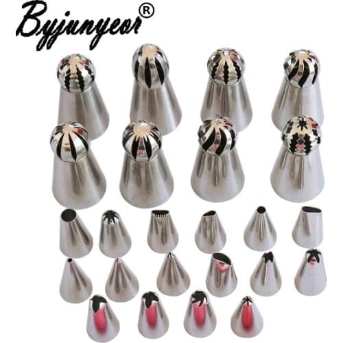 26Pcs Globular Icing Piping Tips Nozzles 1 Pcs Silicone Bag 1 Coupler Cupcake Cake Decorating DIY Dessert Tool CS123