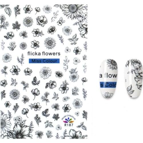 3D Ink Painting Flowers Nail Stick To Big Flower Series Flower Dandelion Pattern Ink Flower Leaves Animal Nail Art Stickers