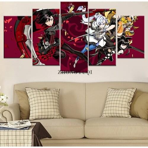 5 Piece Wall Art Canvas Manga Figure Pictures Home Anime Modular Decor Posters Modern Living Room Decoration Prints Paintings