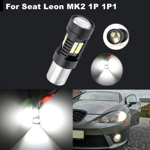 For Seat Leon MK2 1P 1P1 2x BA15S 1156 Canbus White LED Bulb DRL light
