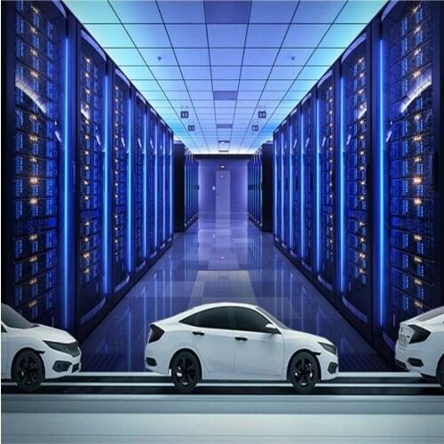 Custom Modern Blue Technology Tunnel 3D Photo Wallpapers Space Wall Mural for Restaurant Bar KTV Industrial Decor Wall Paper 3D