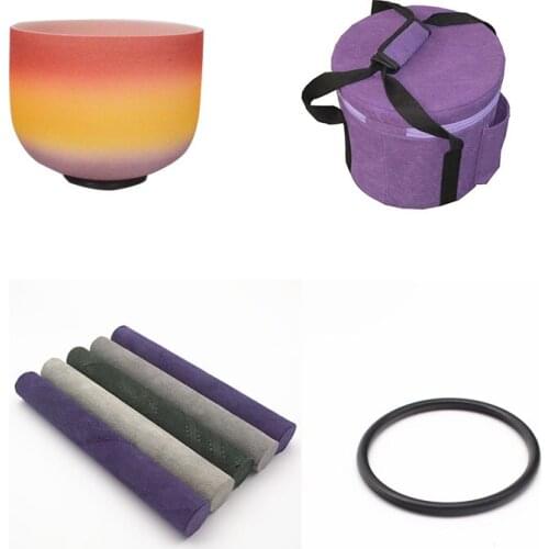 HF 8 inches Frosted Crystal Singing Bowl With Rainbow Color CDEFGABC# With Bag