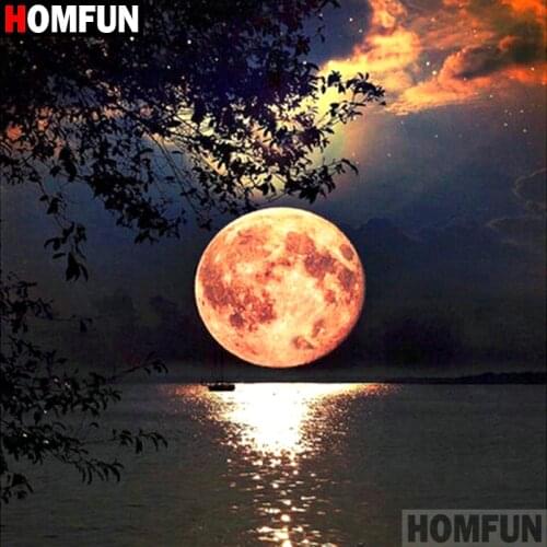 HOMFUN Diamond Embroidery Sunset Scenic 5D Diamond Painting Diamond Full Square/Round Rhinestone Picture Craft A18526