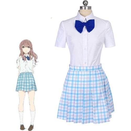 Japanese Anime A Silent Voice/The Shape Of Voice Shouko Nishimiya Shoko Cosplay Costume Cute Girls School Uniform Top+Skirt