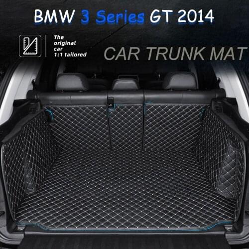 Custom Leather Car Trunk Mats For BMW 3 Series GT 2014 Rear Trunk Floor Mat Tray Carpet Cargo Liner Auto Accessories