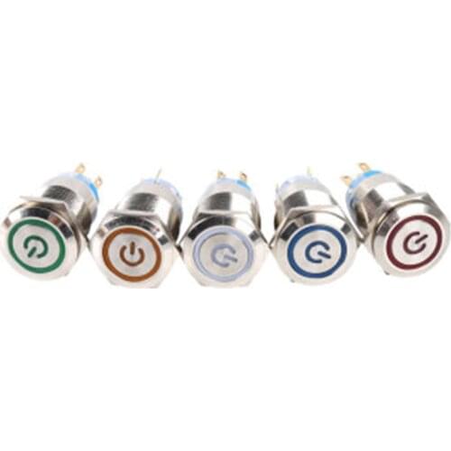 22mm Power mark brass Push Button Switch waterproof switch with illumination Momentary/Latching button 6pin terminal