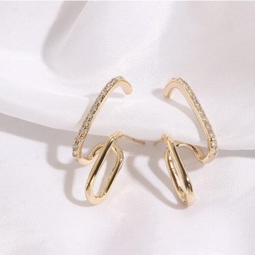 Metal Simple Ear Cuff Stud Earrings For Women Fashion Gold Color Alloy Punk Style Geometric Earrings Helix Piercing Earring