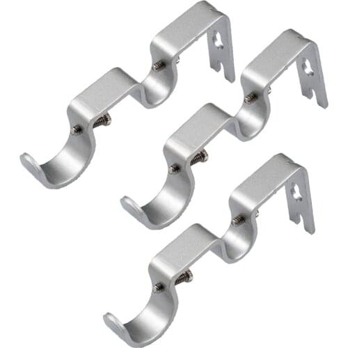 3pcs/set Metal Hook Holder Double Curtain Rod Wall Bracket Heavy Duty Accessories for 1 and 5/8inch Rod