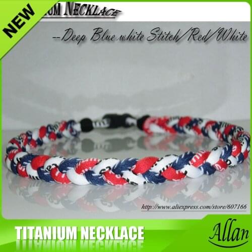 Custom Fashion Baseball Sports Triple Braided Titanium Necklace for Men