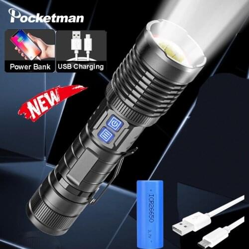 20000LM Powerful LED XHP99 Flashlight Tactical XHP50 LED Flashlight USB Rechargeable Torch Waterproof Hand Light for Camping