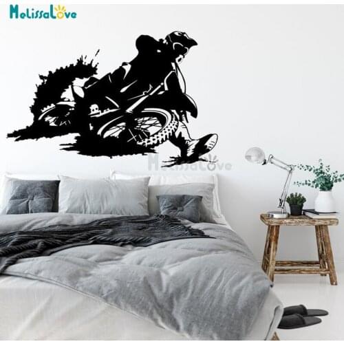 Motocross Decal Sport Theme Motorcycle Motorbiker Teenager Child Room Playroom Home Decor Removable Vinyl Wall Sticker BD547
