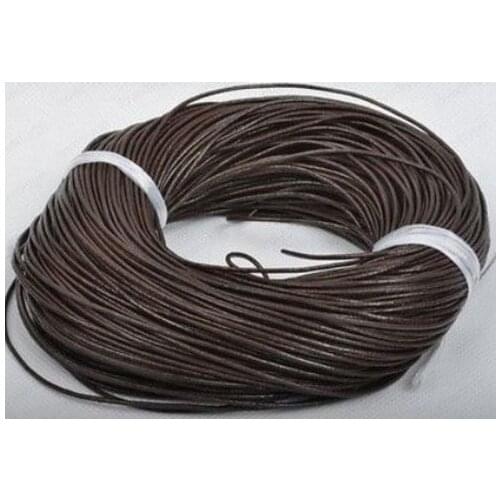 New Wholesale Mixed Black Coffee brown 1mm real wax Round COW Genuine Leather Cord hjrg3 Bracelet Necklace Cord DIY for jewelry