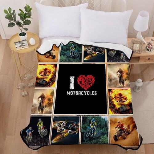 New Speeding Motorcycle Soft Coral Fleece Blanket For Kids Freedom Transport Risky Sports Throw Blanket Boys Bedding