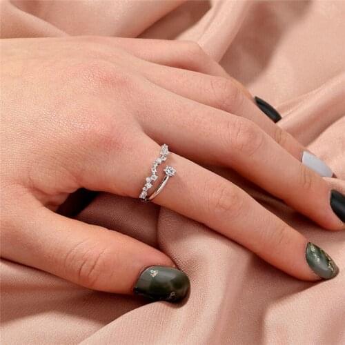 NurmWung Wild Minimalist Ring Irregular Arrangement Inlaid Zircon Ring Personality Charm Jewelry Woman Creative Birthday Gift