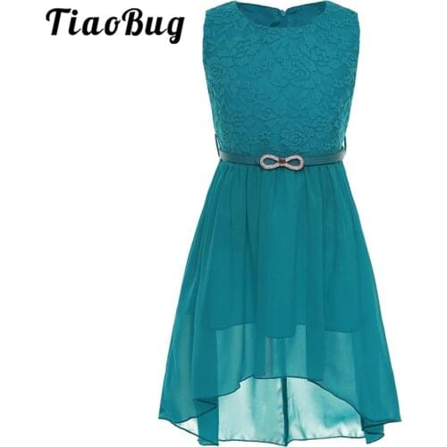 Little Bridesmaid Dress Summer Kids Dresses Girls Chiffon Lace Floral Princess Dress Wedding Birthday Party Flower Girl Clothes