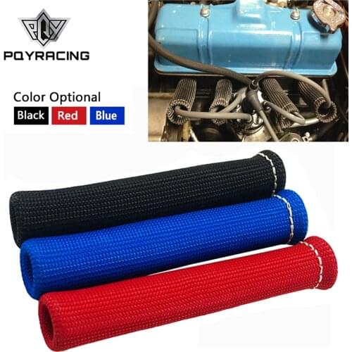 PQY - Universal Fiberglass Spark plug Heat Protector Sleeve sleeving fuel A/C oil line wiring 6''BLACK,RED,BLUE PQY-SPH11