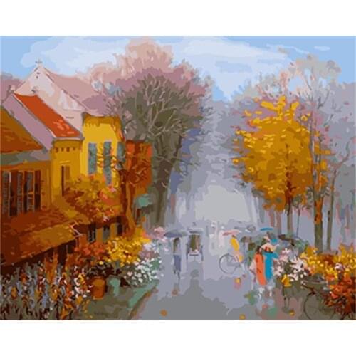 DRAWJOY Framed Landscape DIY Painting By Numbers Painting & Calligraphy DIY Digital Oi Painting By Numbers Home Decor