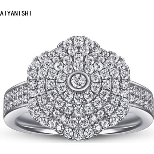 AIYANISHI Luxury 925 Sterling Silver Engagement Cluster Ring for Women Big Flower Rings 2021 Wedding Trend Female Jewerly Gifts