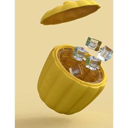 Silicone Ice Cube Maker Mold Ice Bucket Wine Cocktail Party Barware Lid Pumpkin Shaped Maker Mold Ice Tray DIY Kitchen Supplies